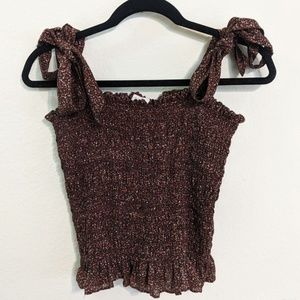 Doen Leo Top in Rust Ditzy Floral Print (Sz Small)